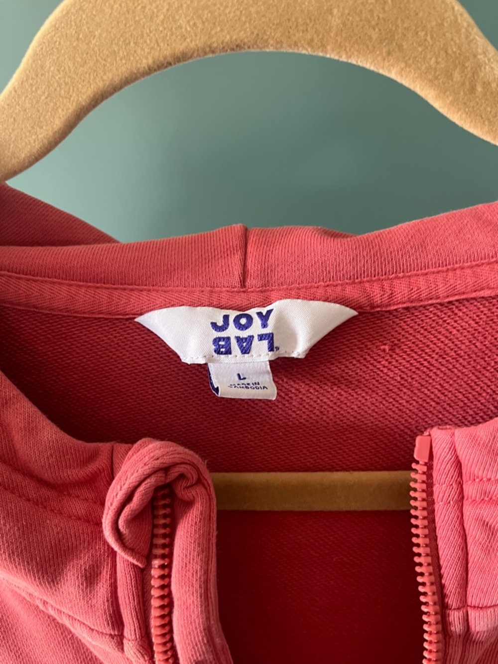 Joy Lab Coral Half-Zip Hoodie Sweatshirt - Picture 4 of 4